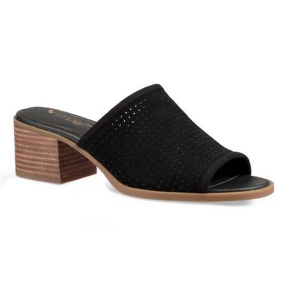 LIKE NEW KOOLABURRA BY UGG RAYCHEL SLIDE SANDAL IN BLACK SUEDE 6.5 - Picture 1 of 10